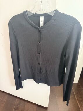 lululemon athletica Black hold tight micro ribbed cardigan